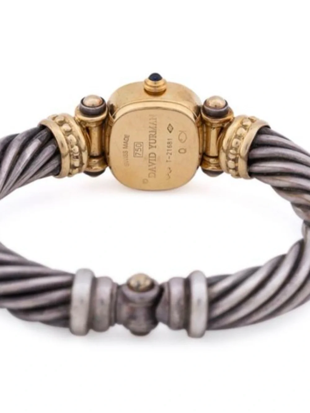 David Yurman t-21681 750 solid gold face Two-Tone Cable Bracelet SS/18kt
